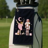 Retro Pink Sugar Plum Fairy Nutcracker Christmas Golf Towel thumb 2
