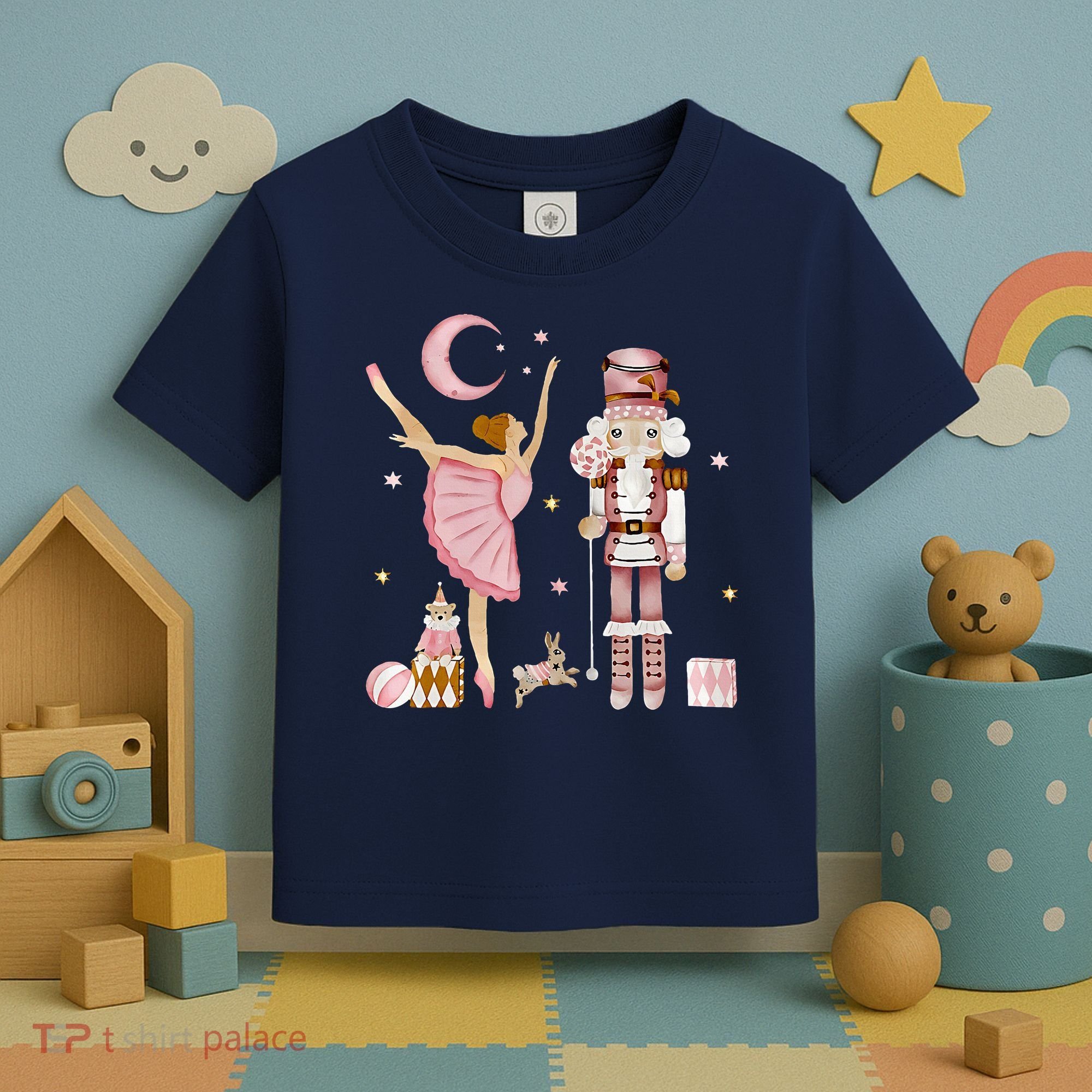 Retro Pink Sugar Plum Fairy Nutcracker Christmas Toddler T-Shirt