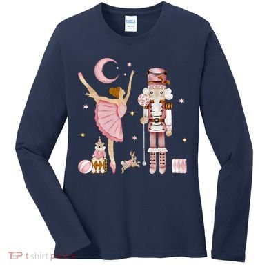Retro Pink Sugar Plum Fairy Nutcracker Christmas Women's Long Sleeve Shirt
