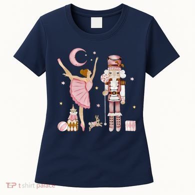 Retro Pink Sugar Plum Fairy Nutcracker Christmas Women's T-Shirt