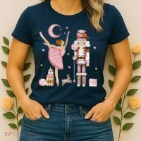 Retro Pink Sugar Plum Fairy Nutcracker Christmas Women's T-Shirt thumb 2