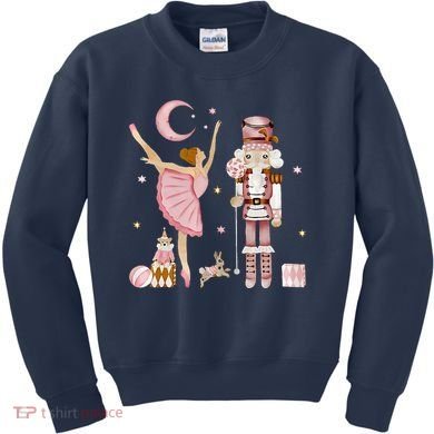 Retro Pink Sugar Plum Fairy Nutcracker Christmas Kids Sweatshirt