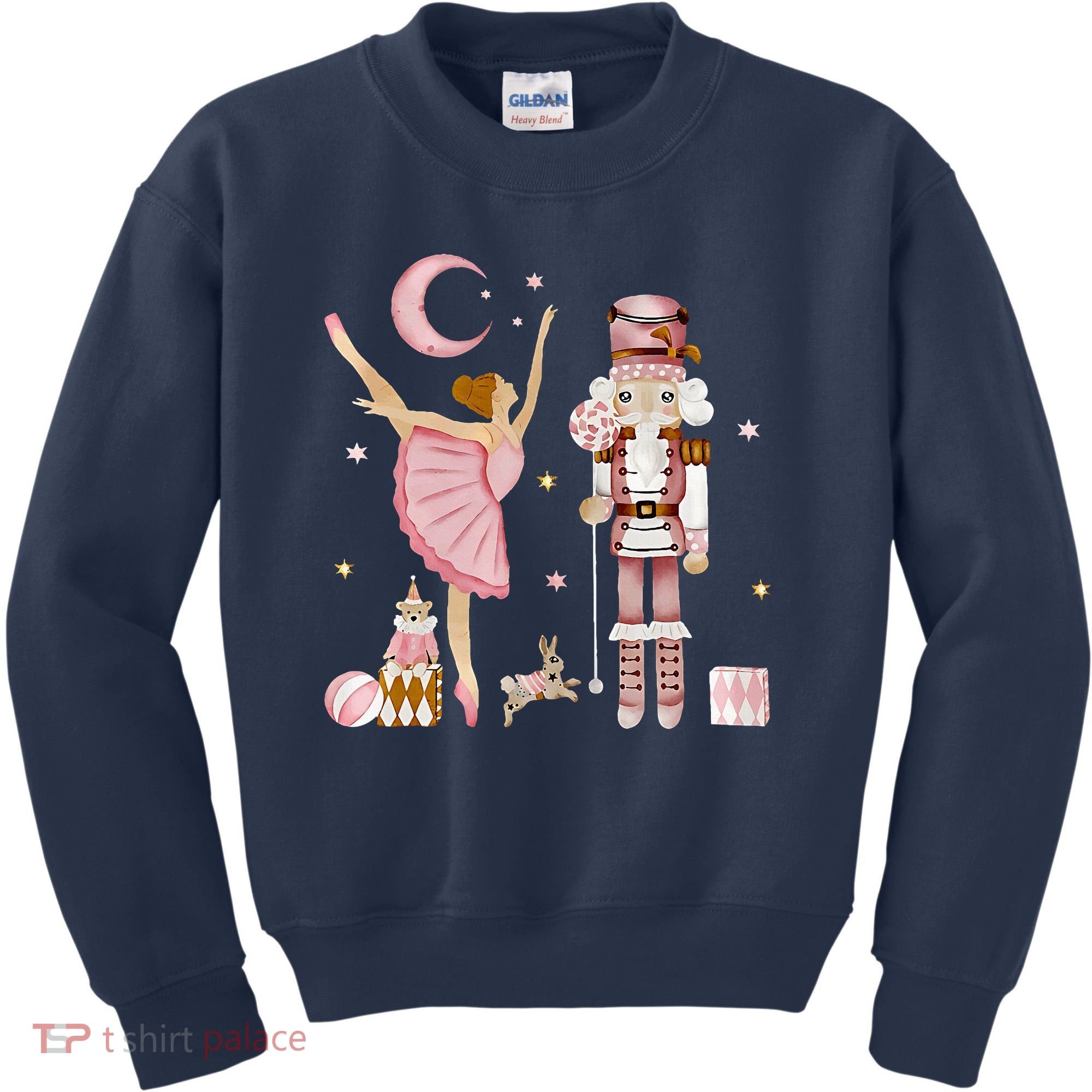 Retro Pink Sugar Plum Fairy Nutcracker Christmas Kids Sweatshirt