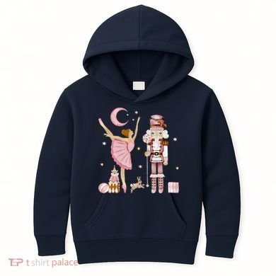 Retro Pink Sugar Plum Fairy Nutcracker Christmas Kids Hoodie