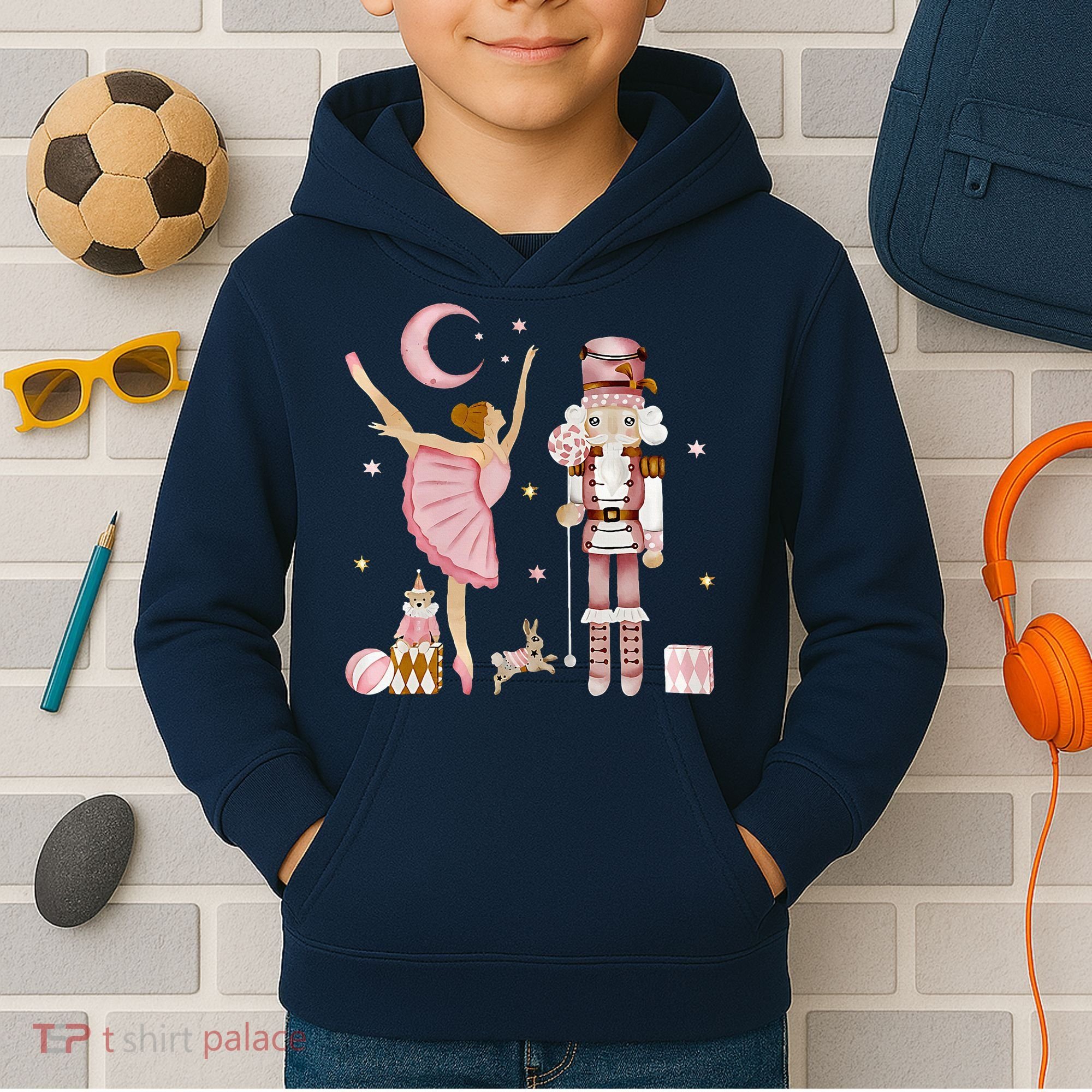 Retro Pink Sugar Plum Fairy Nutcracker Christmas Kids Hoodie