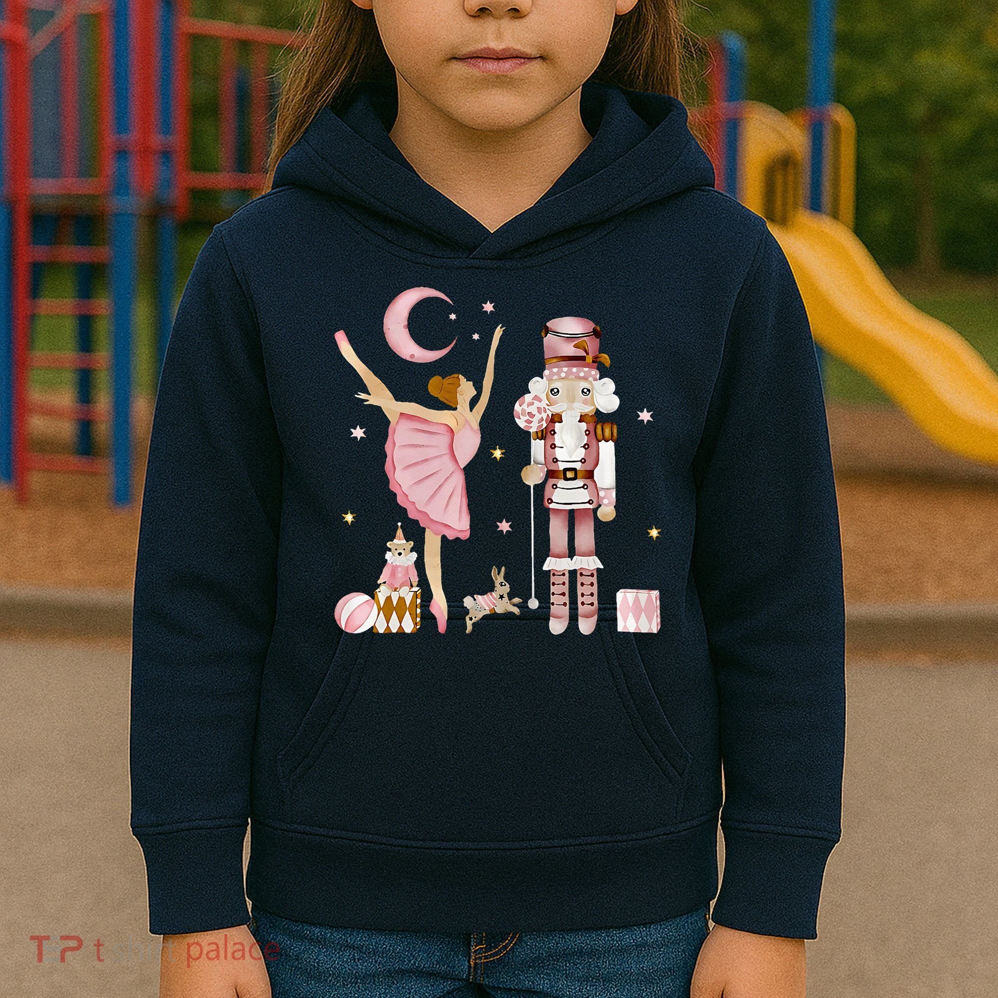 Retro Pink Sugar Plum Fairy Nutcracker Christmas Kids Hoodie