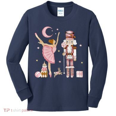Retro Pink Sugar Plum Fairy Nutcracker Christmas Kids Long Sleeve Shirt
