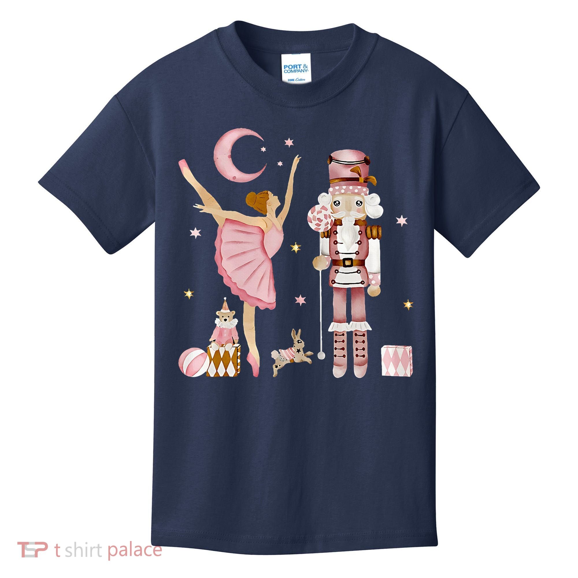 Retro Pink Sugar Plum Fairy Nutcracker Christmas Kids T-Shirt