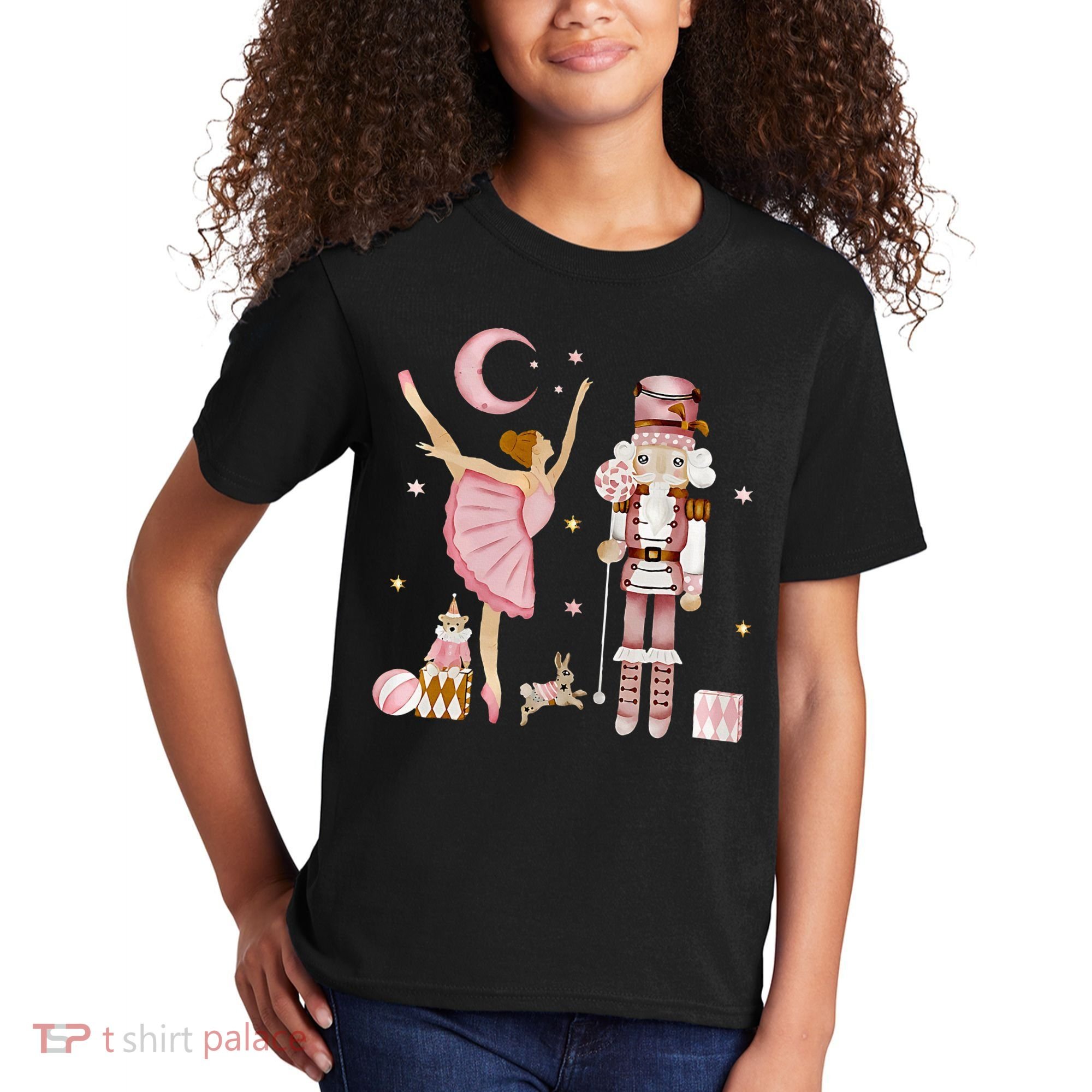 Retro Pink Sugar Plum Fairy Nutcracker Christmas Kids T-Shirt