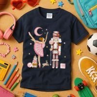Retro Pink Sugar Plum Fairy Nutcracker Christmas Kids T-Shirt thumb 3