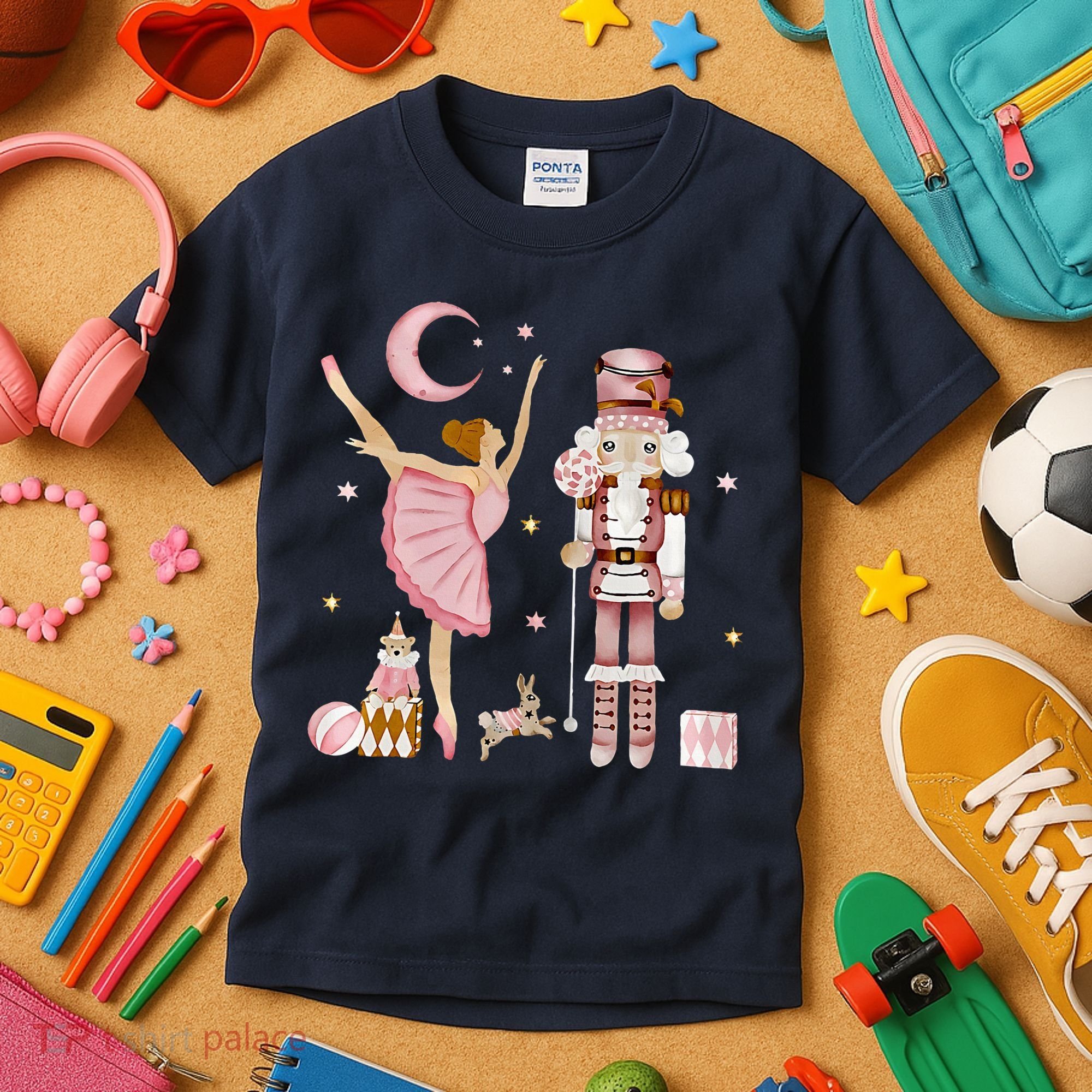 Retro Pink Sugar Plum Fairy Nutcracker Christmas Kids T-Shirt