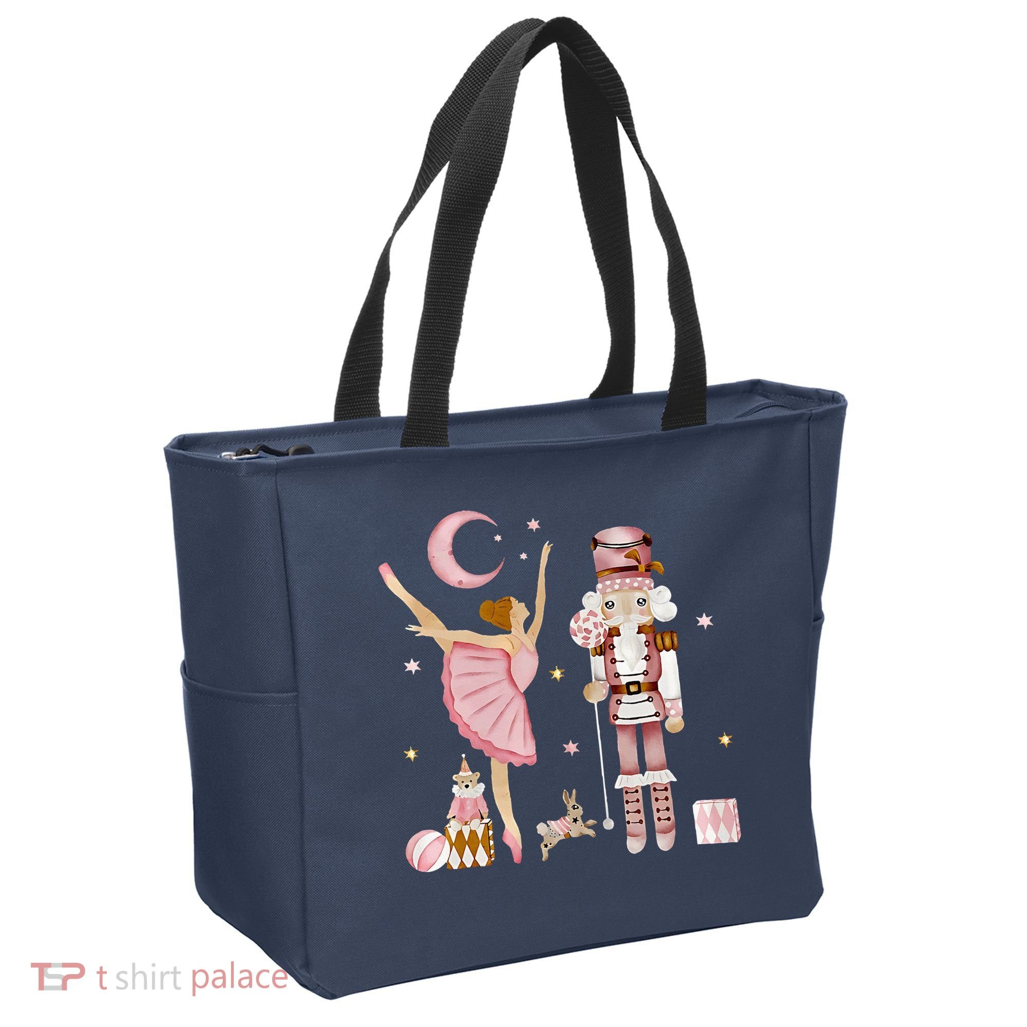 Retro Pink Sugar Plum Fairy Nutcracker Christmas Tote Bag