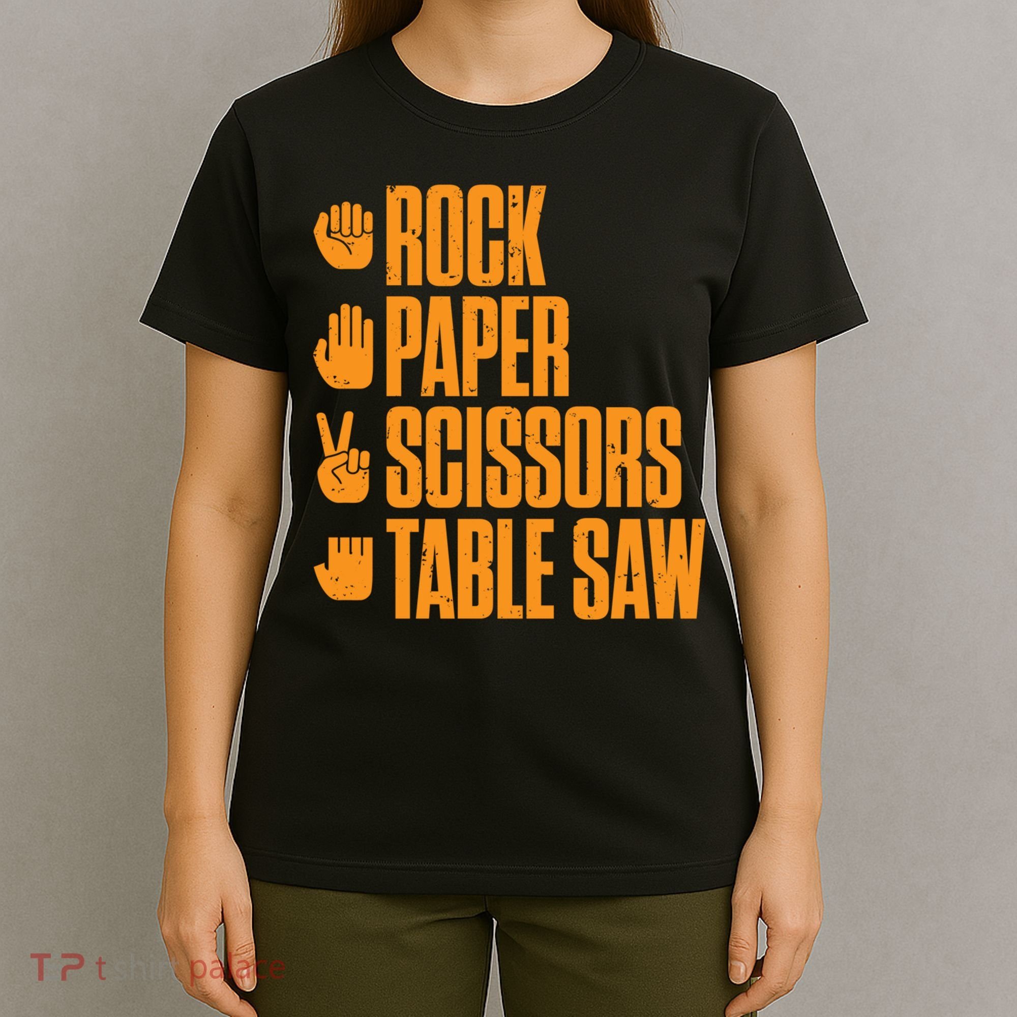 Rock Paper Scissors Table Saw Funny Carpenter Hoodie T-Shirt