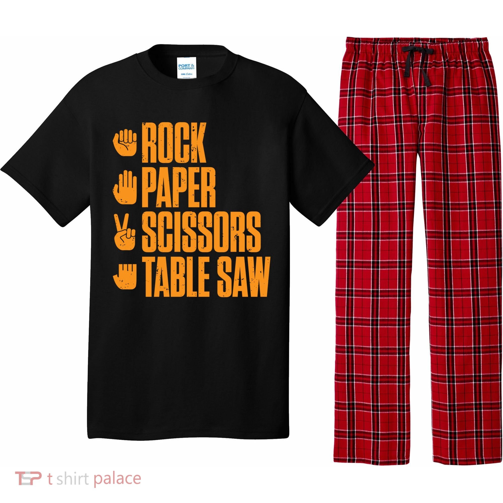 Rock Paper Scissors Table Saw Funny Carpenter Hoodie Pajama Set