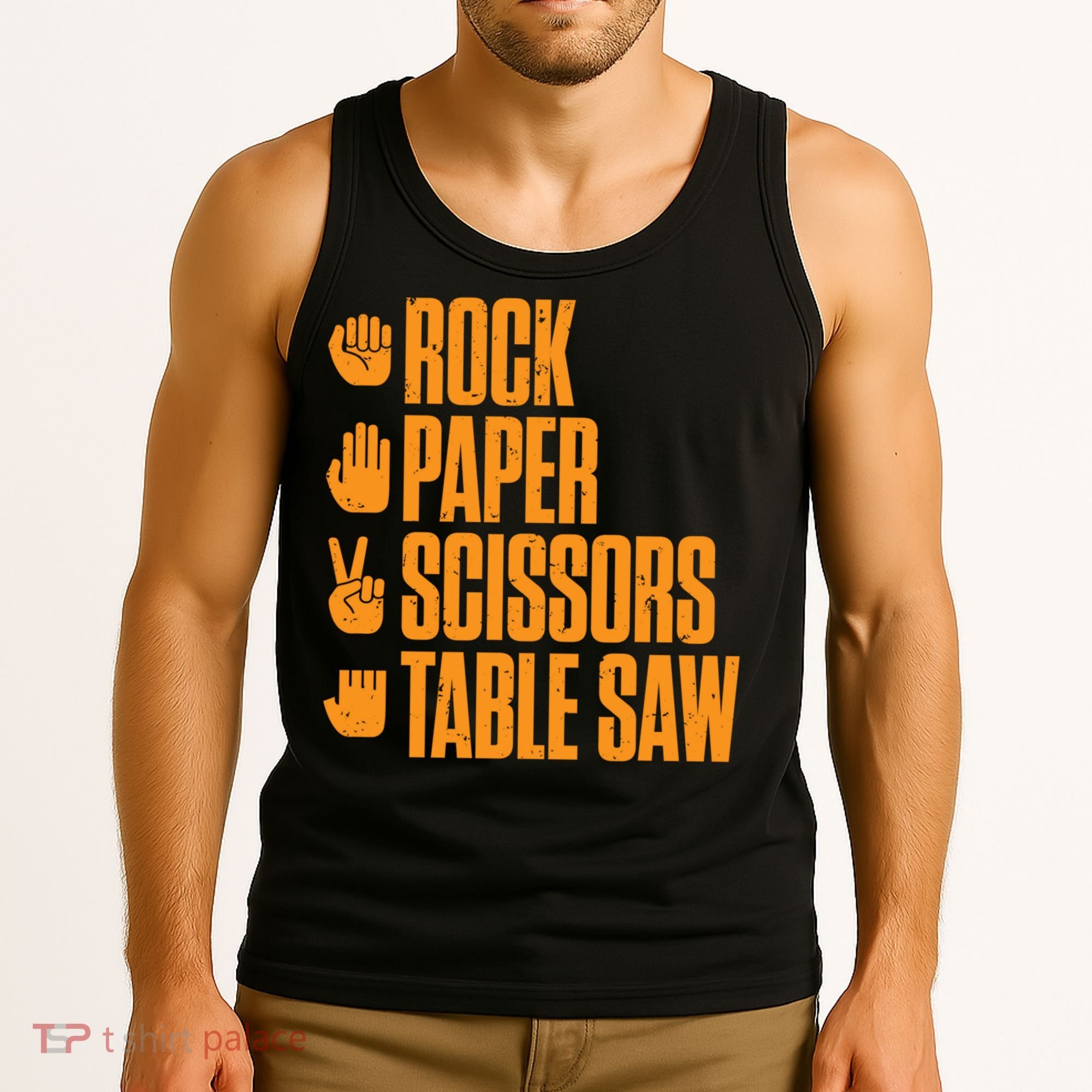 Rock Paper Scissors Table Saw Funny Carpenter Hoodie Tank Top