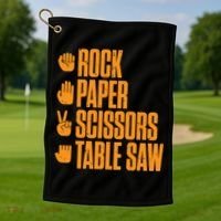 Rock Paper Scissors Table Saw Funny Carpenter Hoodie Golf Towel thumb 1