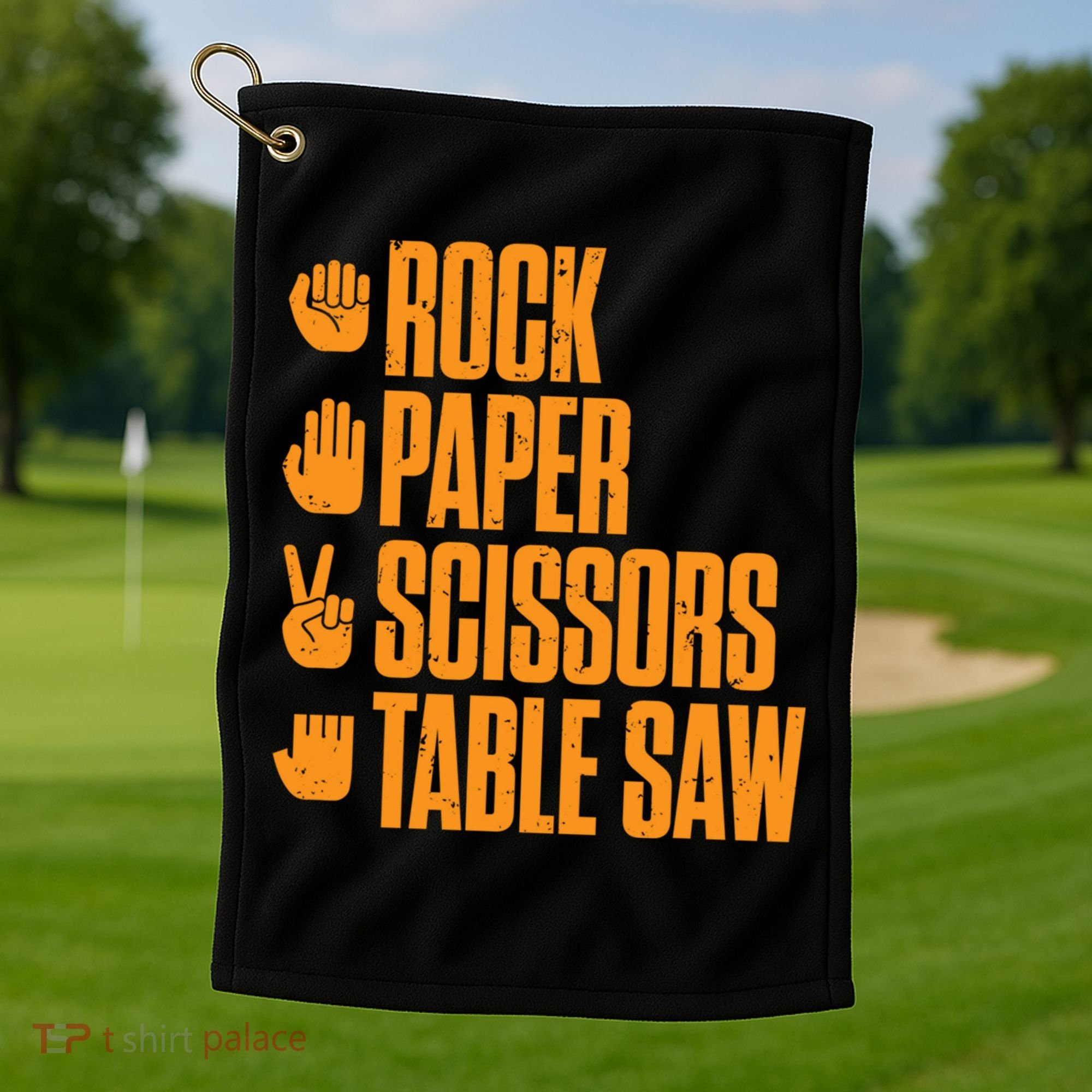 Rock Paper Scissors Table Saw Funny Carpenter Hoodie Golf Towel