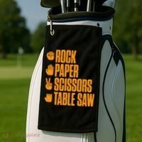 Rock Paper Scissors Table Saw Funny Carpenter Hoodie Golf Towel thumb 2