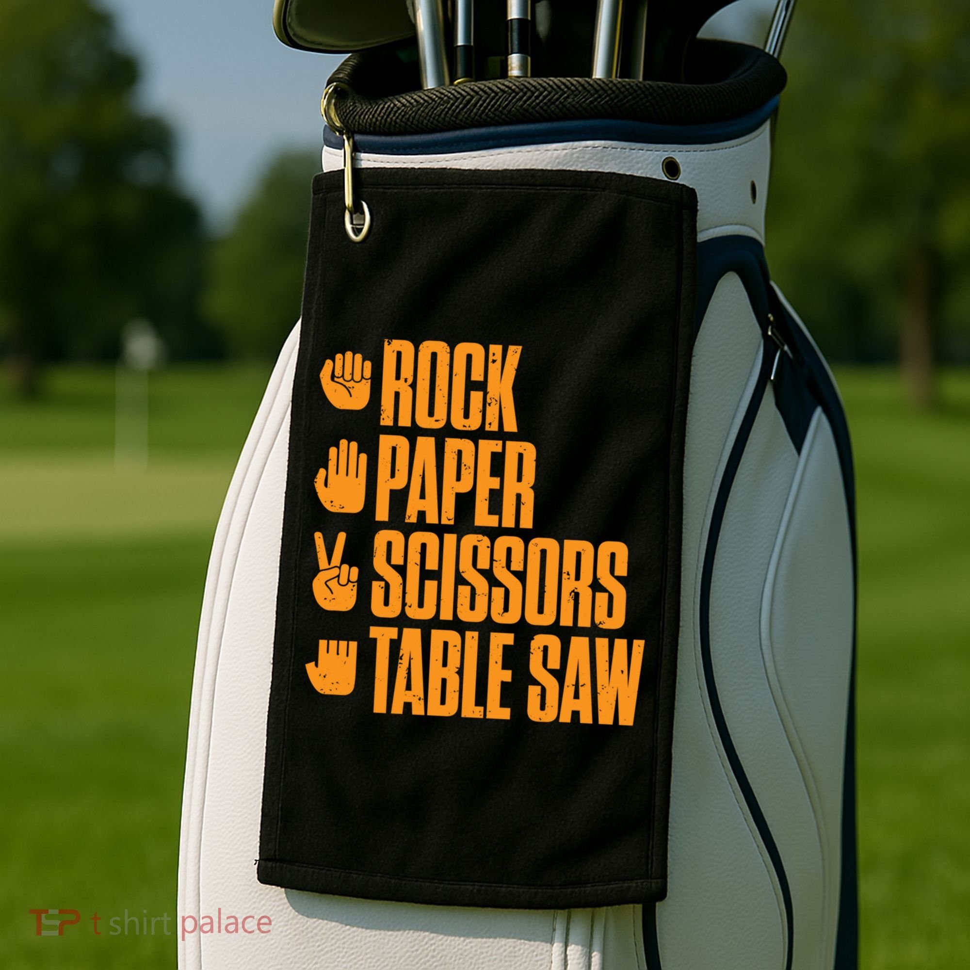 Rock Paper Scissors Table Saw Funny Carpenter Hoodie Golf Towel