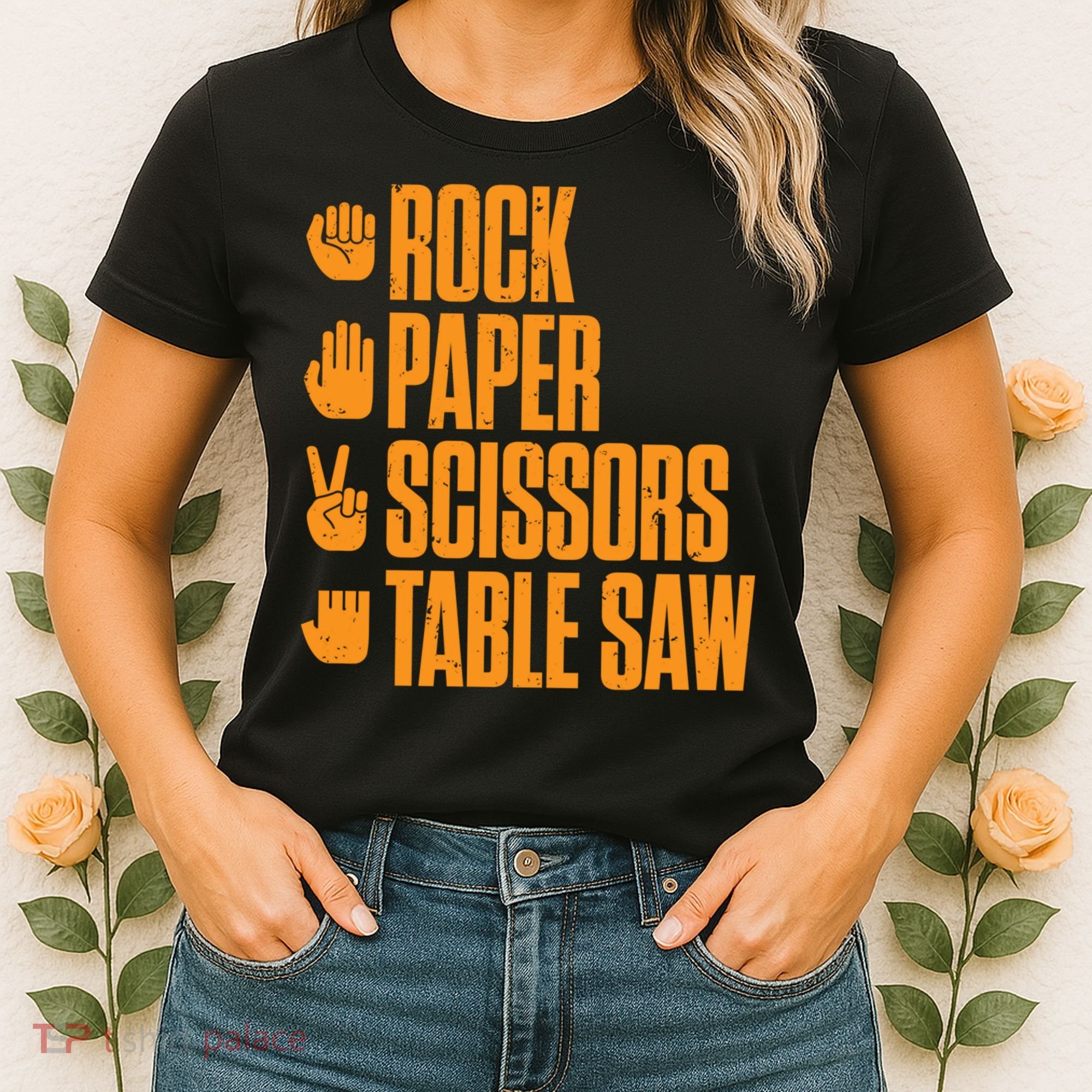Rock Paper Scissors Table Saw Funny Carpenter Hoodie Women's T-Shirt