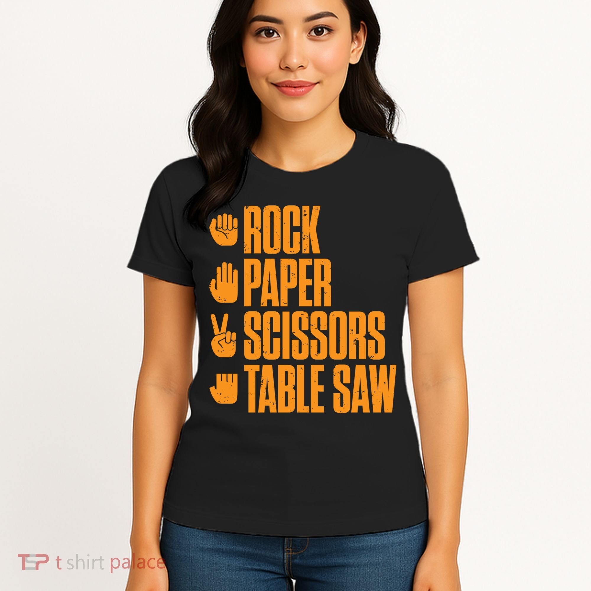 Rock Paper Scissors Table Saw Funny Carpenter Hoodie Women's T-Shirt