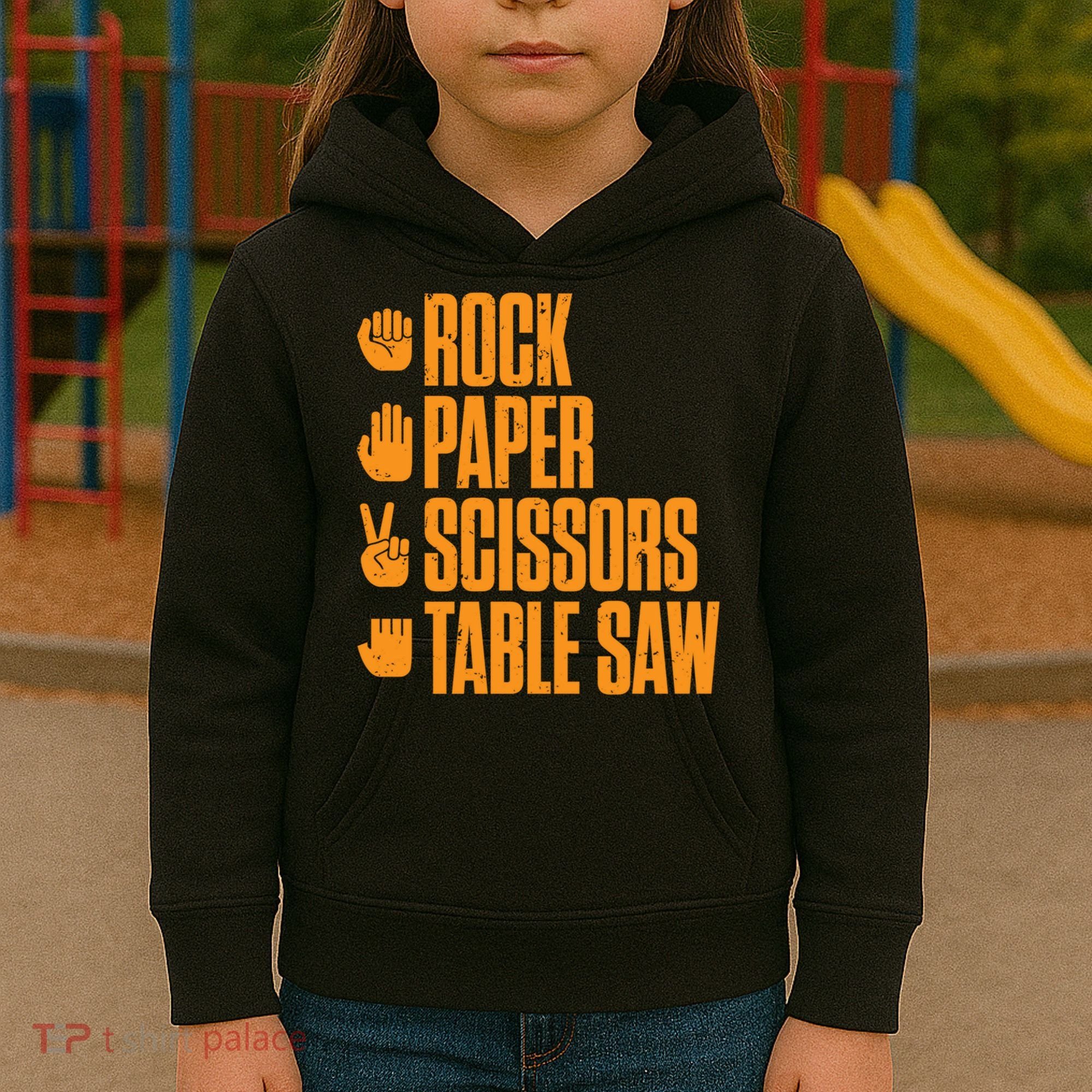 Rock Paper Scissors Table Saw Funny Carpenter Hoodie Kids Hoodie