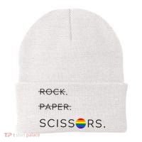 Rock Paper Scissors Lesbian Funny Lesbian Pride Lgbt Beanie thumb 0