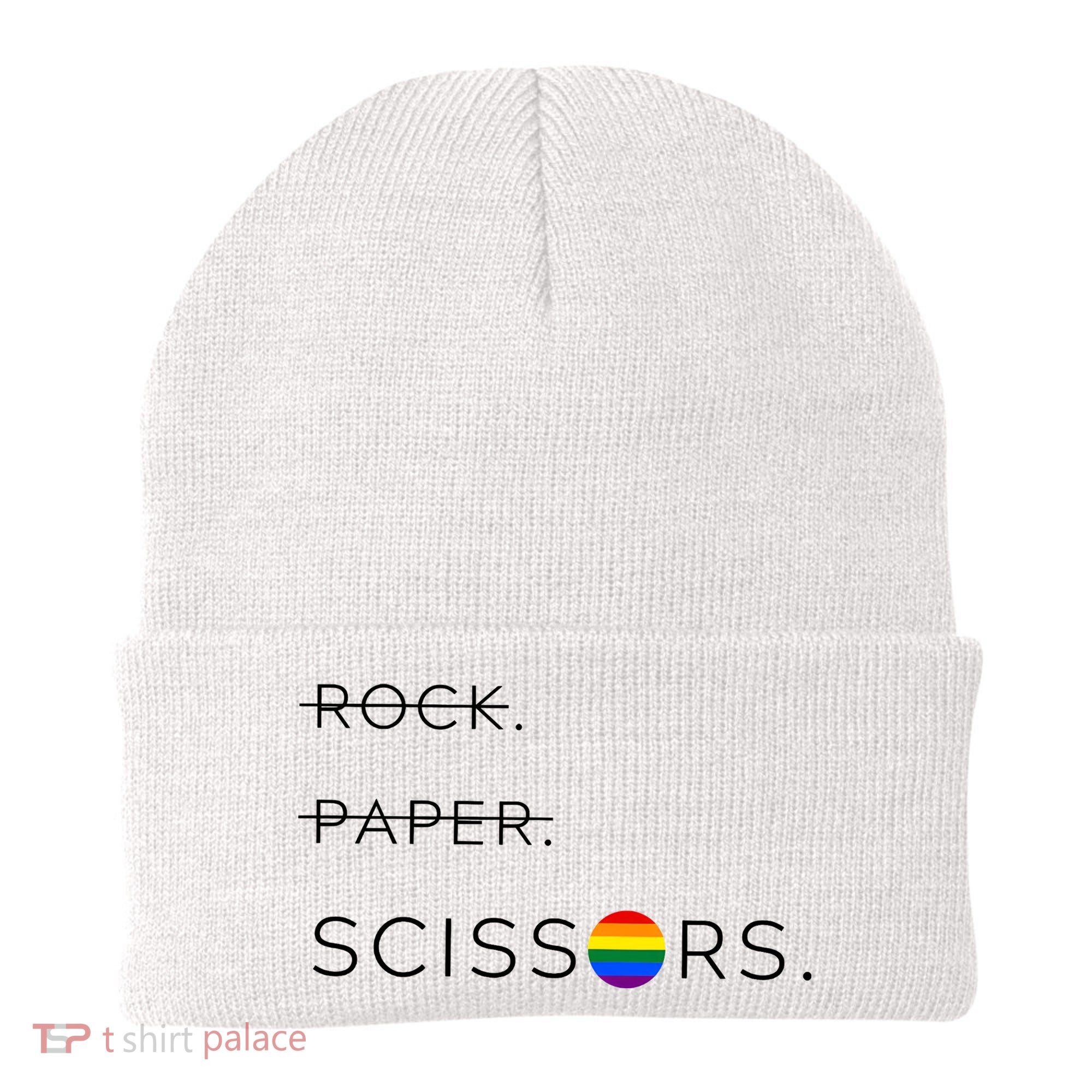 Rock Paper Scissors Lesbian Funny Lesbian Pride Lgbt Beanie