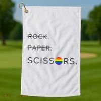 Rock Paper Scissors Lesbian Funny Lesbian Pride Lgbt Golf Towel thumb 1