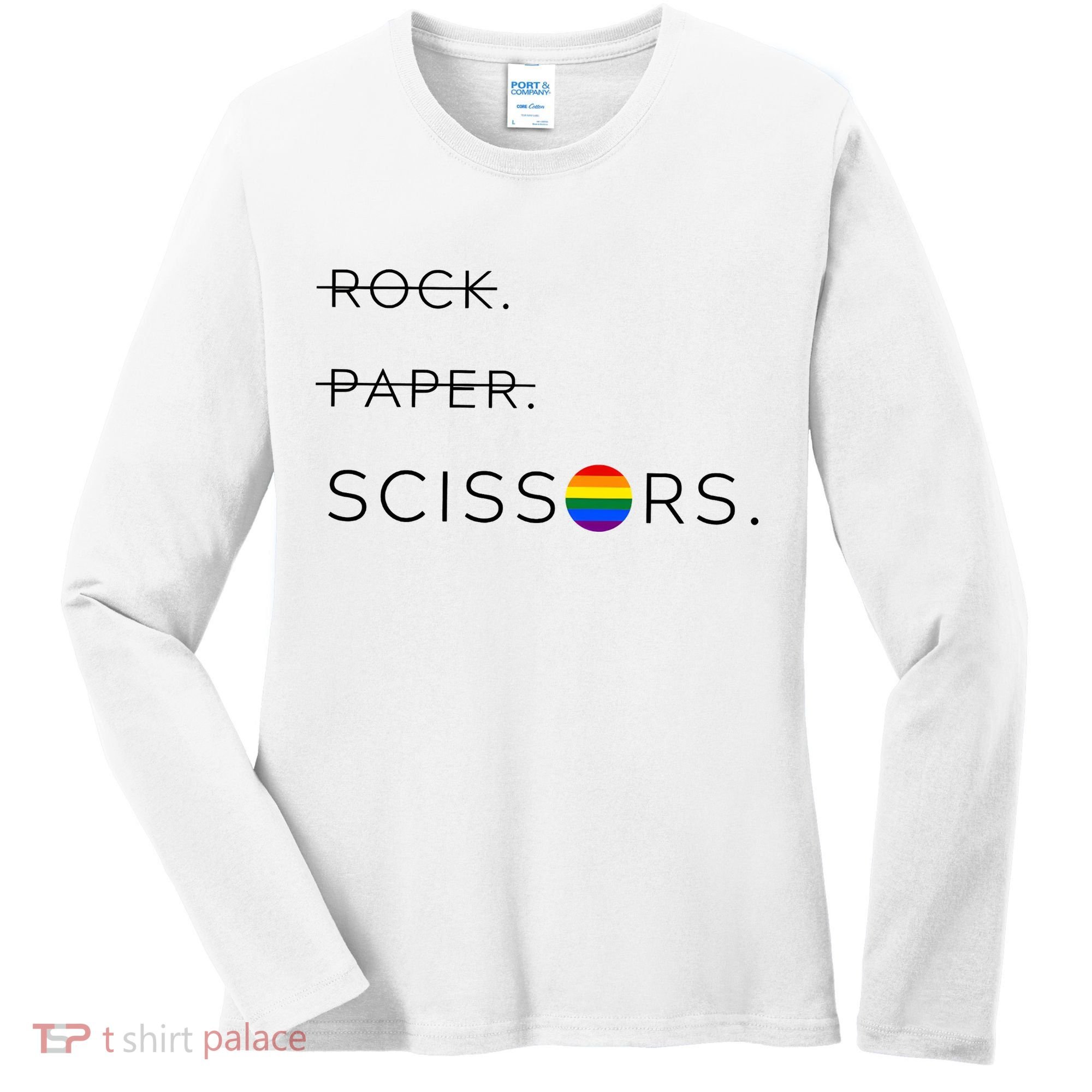 Rock Paper Scissors Lesbian Funny Lesbian Pride Lgbt Women's Long Sleeve Shirt