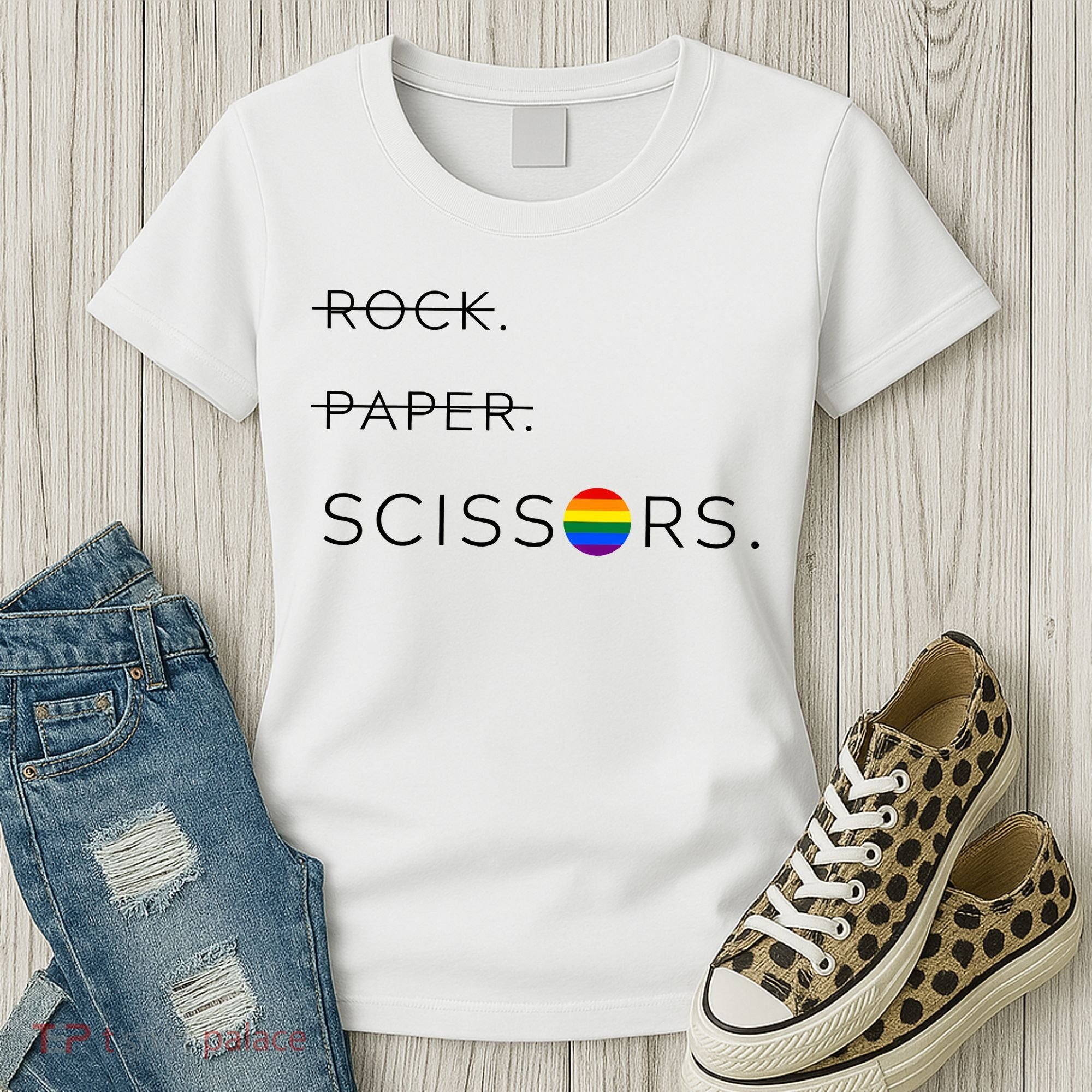 Rock Paper Scissors Lesbian Funny Lesbian Pride Lgbt Women's T-Shirt