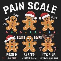 Retro Pain Scale Gingerbread Nurse Christmas Vibes Hat thumb 2