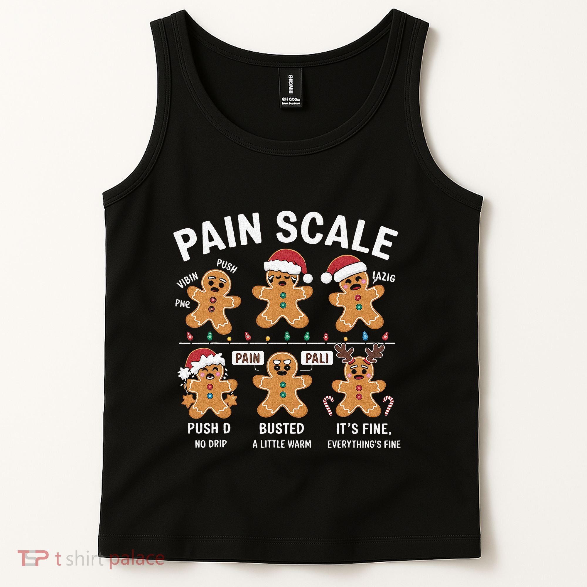 Retro Pain Scale Gingerbread Nurse Christmas Vibes Tank Top
