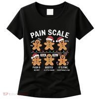 Retro Pain Scale Gingerbread Nurse Christmas Vibes Women's T-Shirt thumb 0