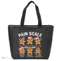 Retro Pain Scale Gingerbread Nurse Christmas Vibes Tote Bag thumb 0