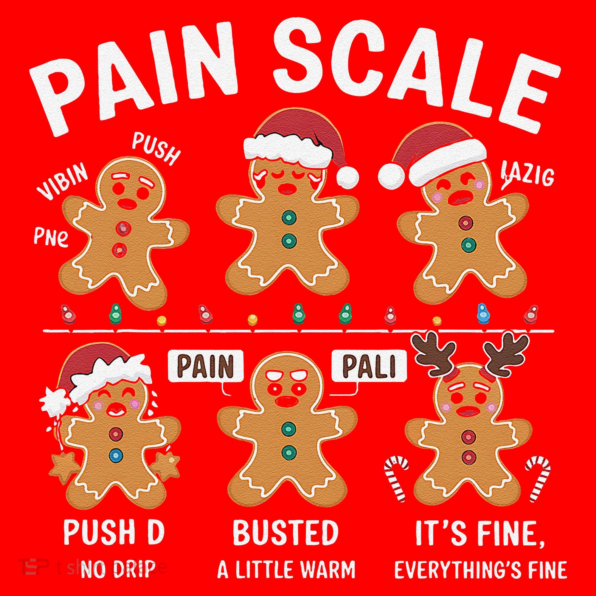 Retro Pain Scale Gingerbread Nurse Christmas Vibes Santa Hat