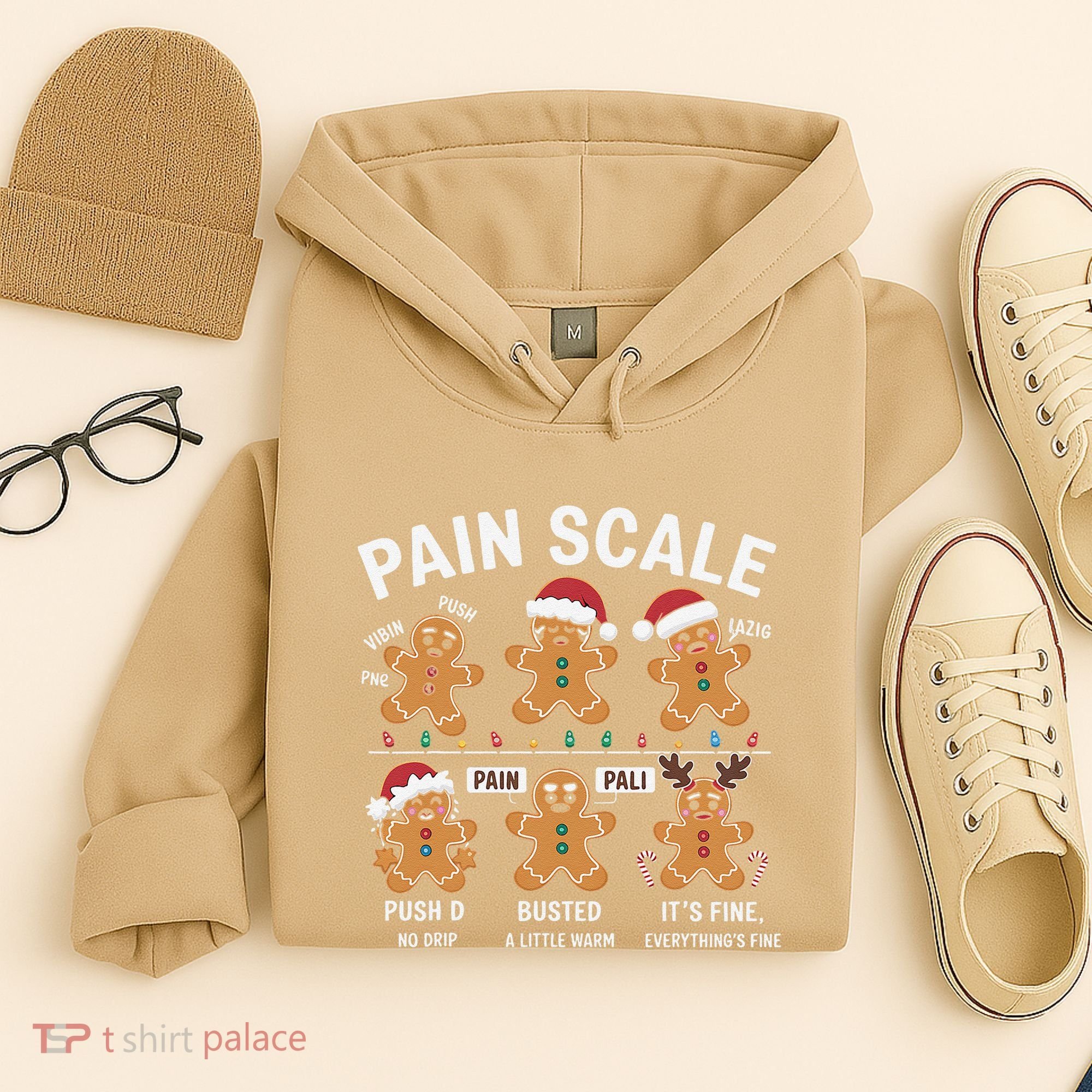Retro Pain Scale Gingerbread Nurse Christmas Vibes Hoodie