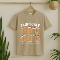 Retro Pain Scale Gingerbread Nurse Christmas Vibes T-Shirt thumb 2