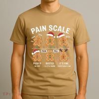 Retro Pain Scale Gingerbread Nurse Christmas Vibes T-Shirt thumb 3