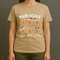 Retro Pain Scale Gingerbread Nurse Christmas Vibes T-Shirt thumb 4