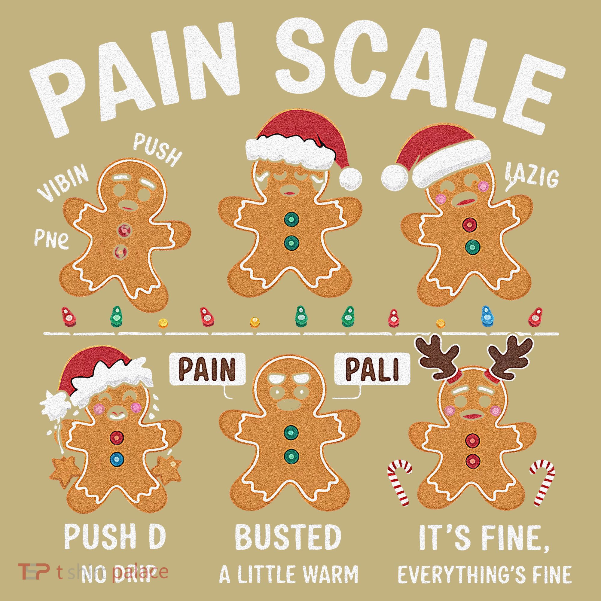 Retro Pain Scale Gingerbread Nurse Christmas Vibes Polo