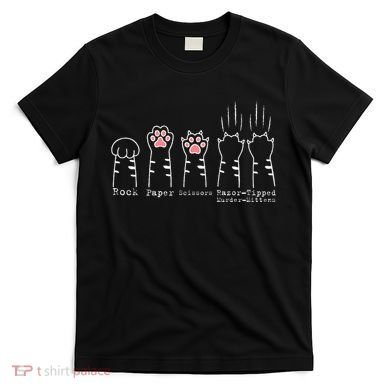 Rock Paper Scissors Cat Funny Kitten Cute Paw T-Shirt
