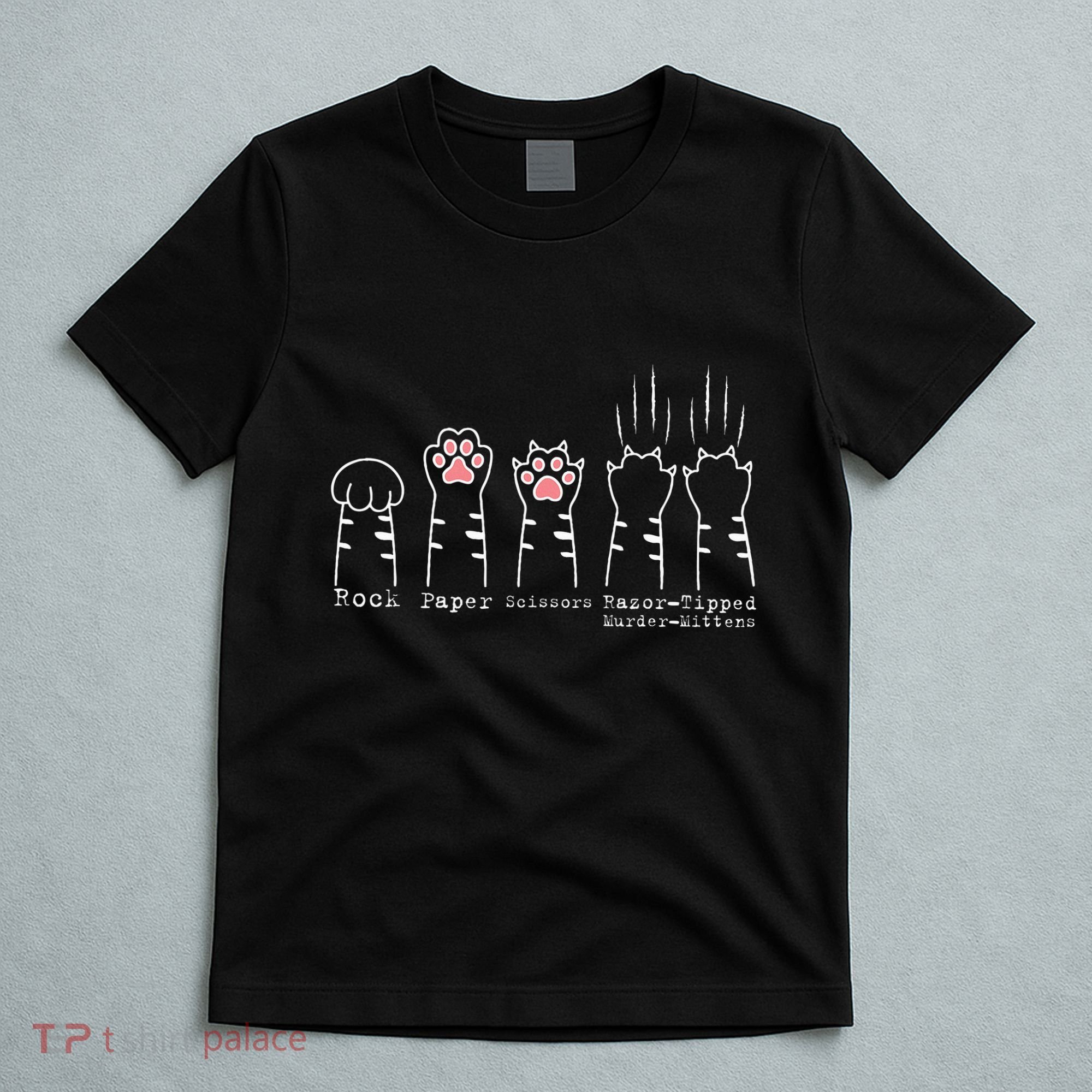 Rock Paper Scissors Cat Funny Kitten Cute Paw T-Shirt