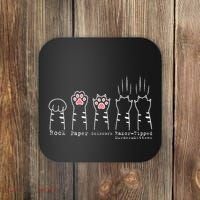 Rock Paper Scissors Cat Funny Kitten Cute Paw Coaster thumb 0