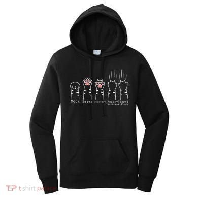 Rock Paper Scissors Cat Funny Kitten Cute Paw Women's Hoodie