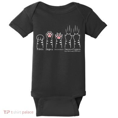 Rock Paper Scissors Cat Funny Kitten Cute Paw Baby Bodysuit
