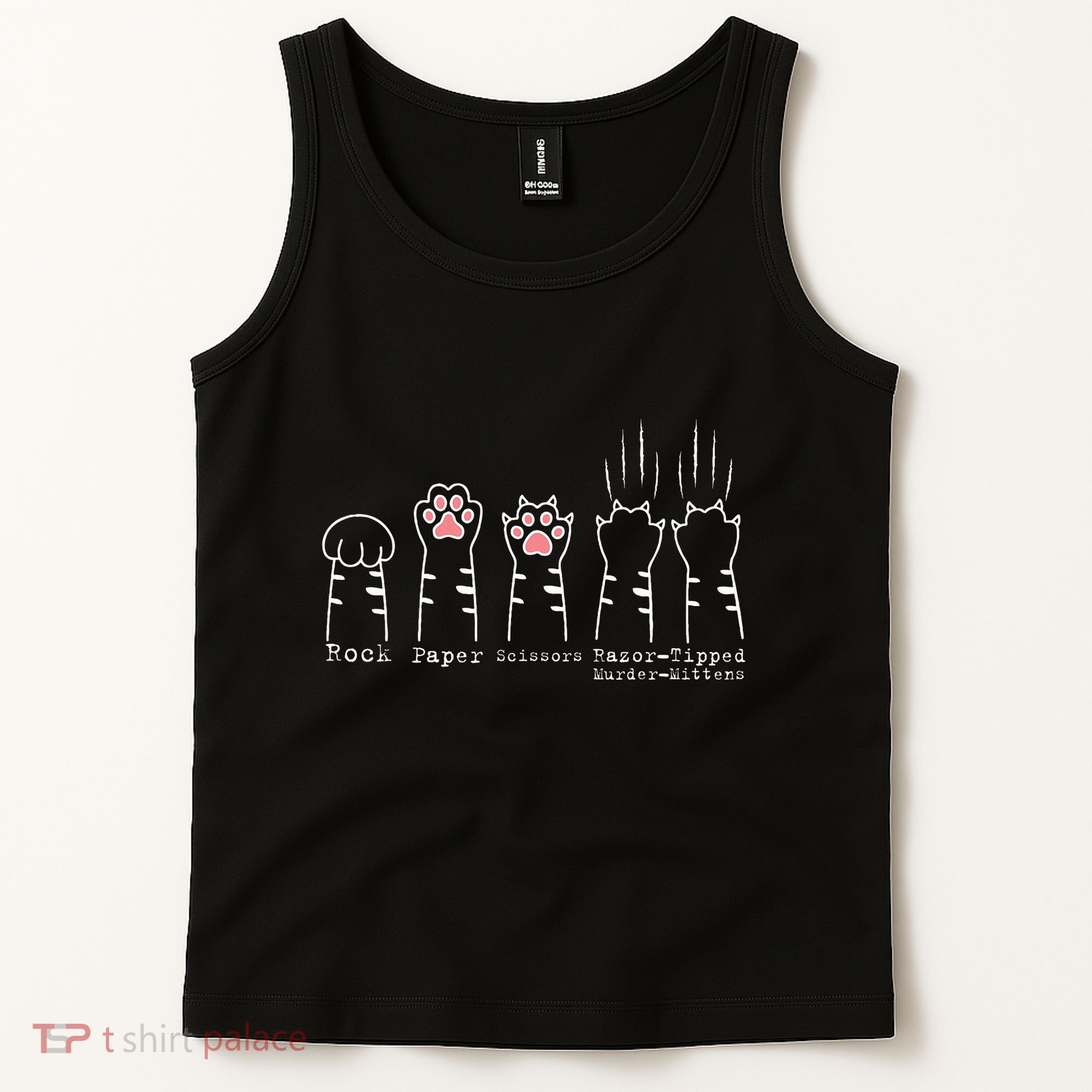 Rock Paper Scissors Cat Funny Kitten Cute Paw Tank Top