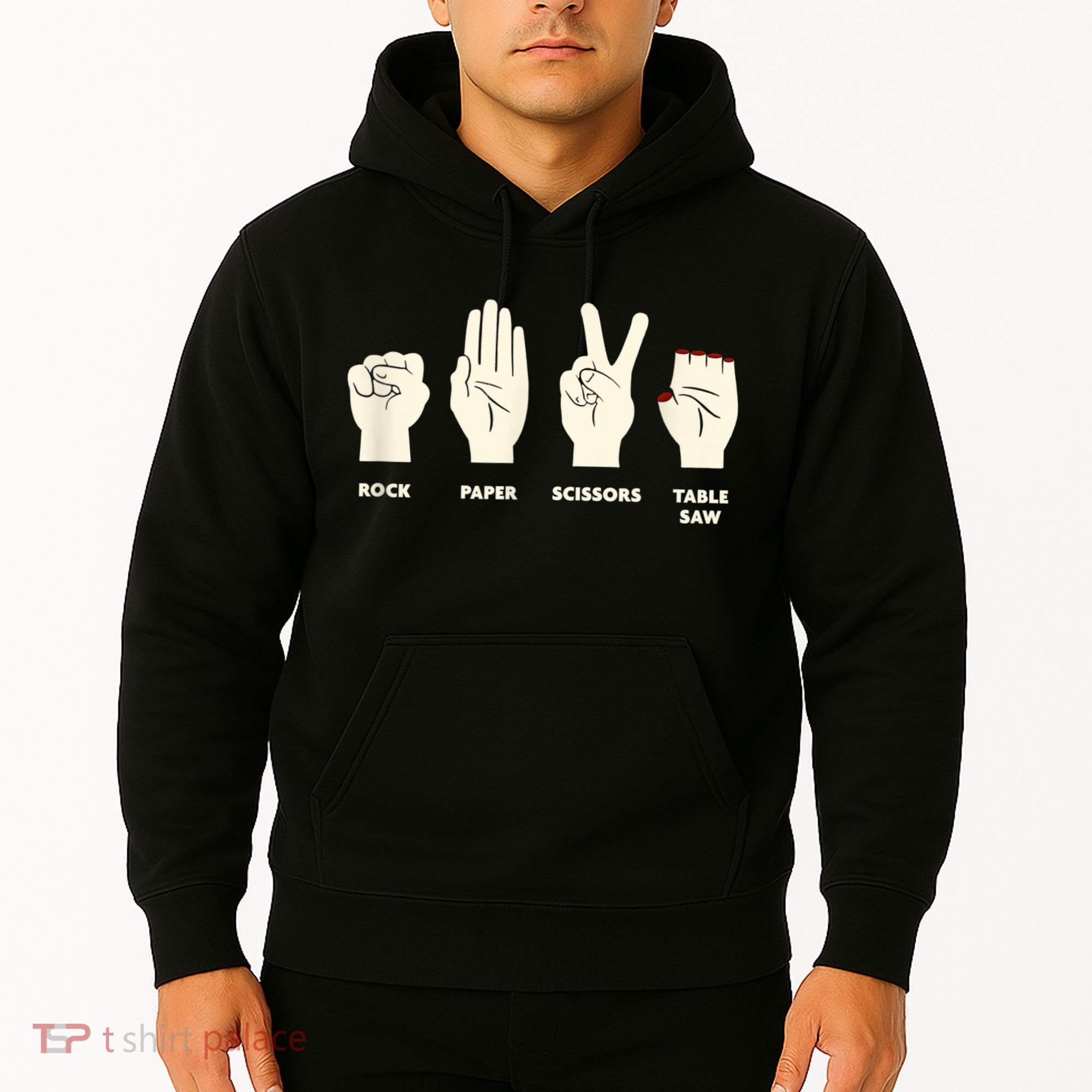 Rock Paper Scissors Table Saw Funny Carpenter Contractor Hoodie