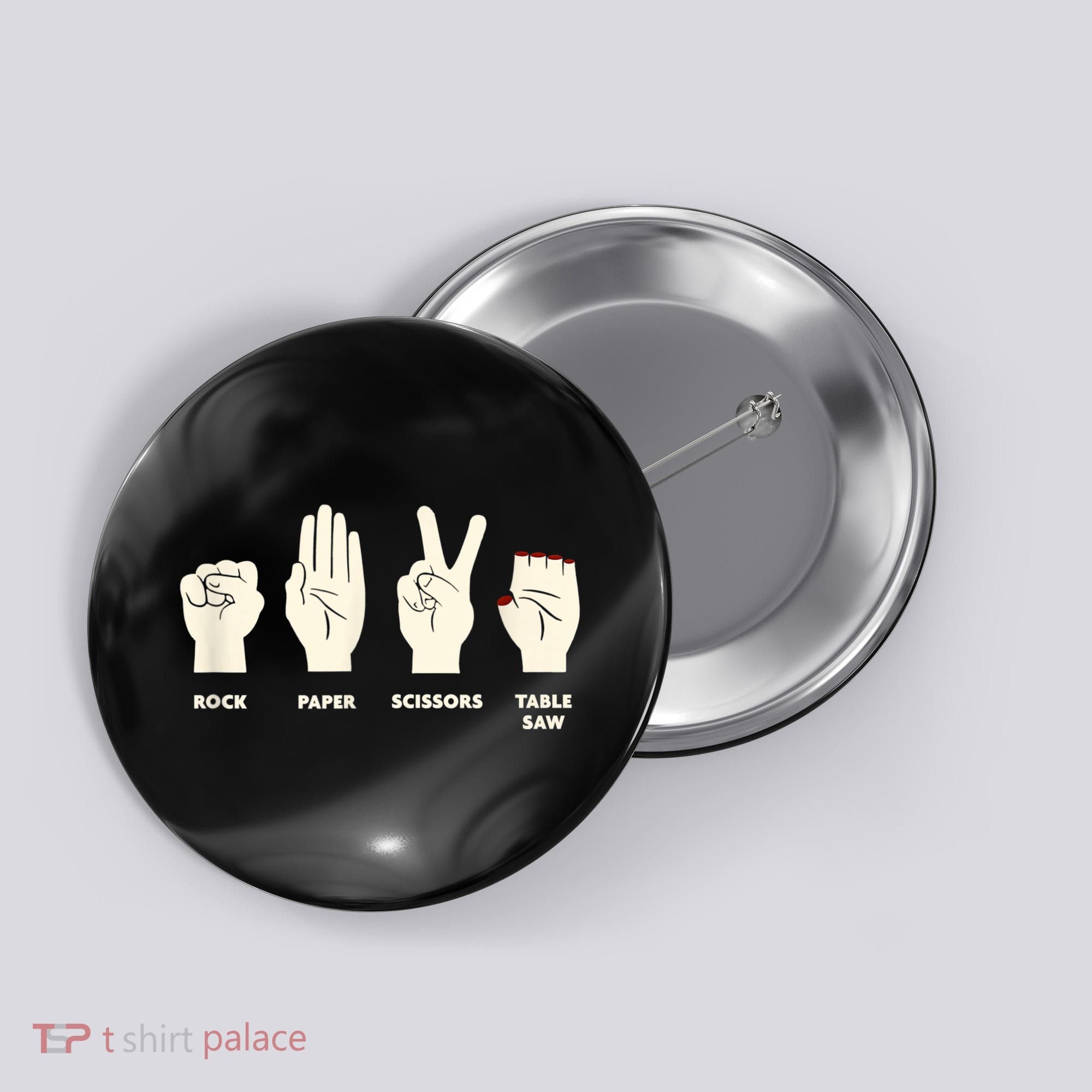 Rock Paper Scissors Table Saw Funny Carpenter Contractor Button