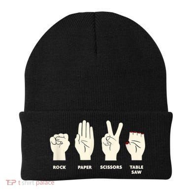 Rock Paper Scissors Table Saw Funny Carpenter Contractor Beanie